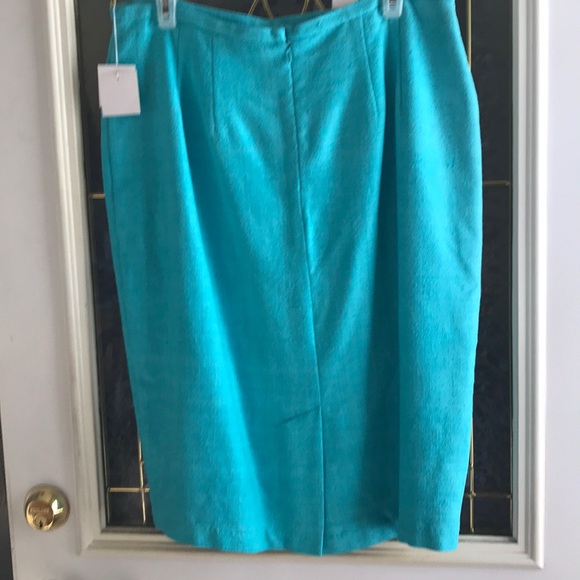 Connie Roberson Tiffany Blue Silk Skirt Sz 12 - Picture 4 of 7